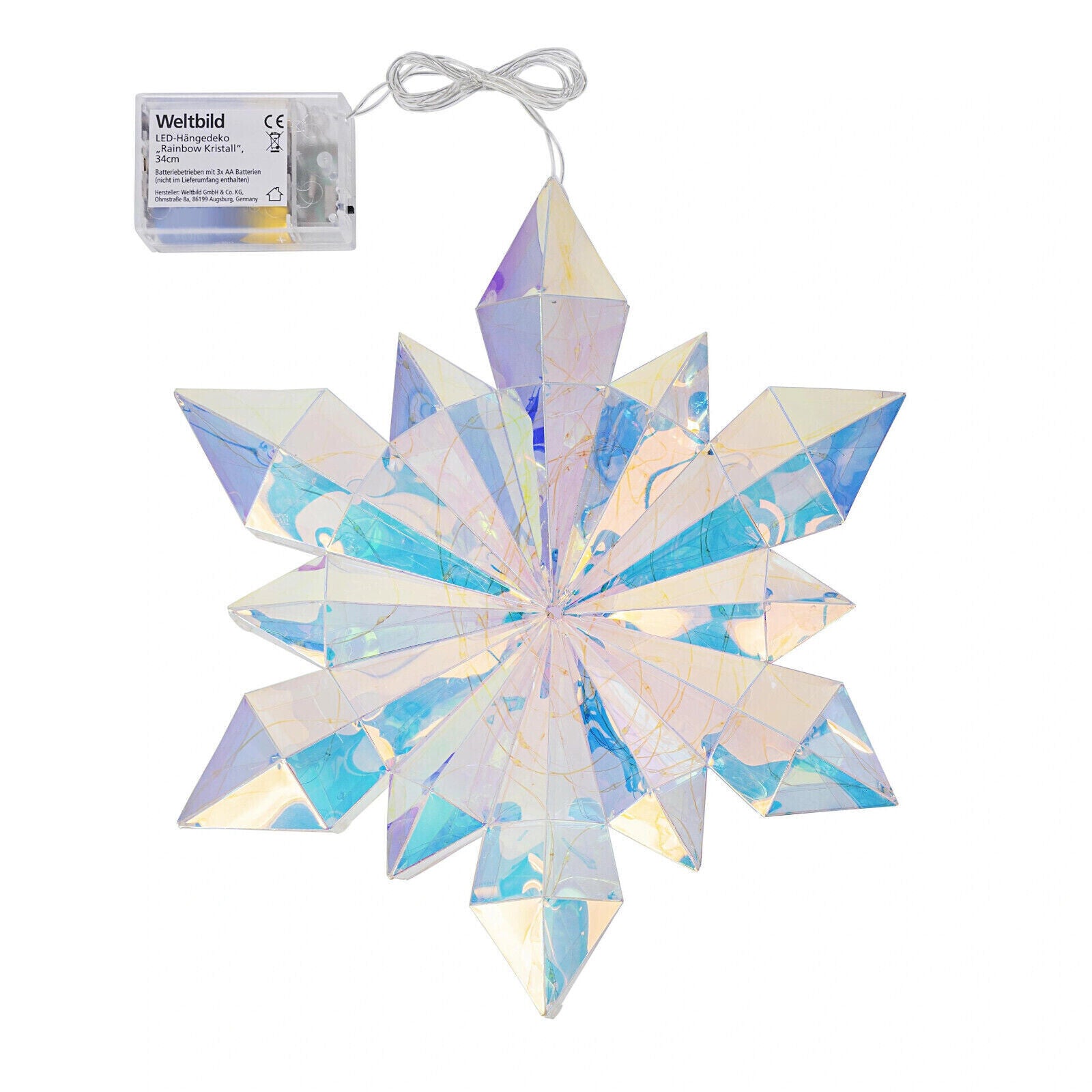 LED-Hängedeko "Rainbow Kristall", 34cm Stern Deko Wohnungsdeko Dekoration LED