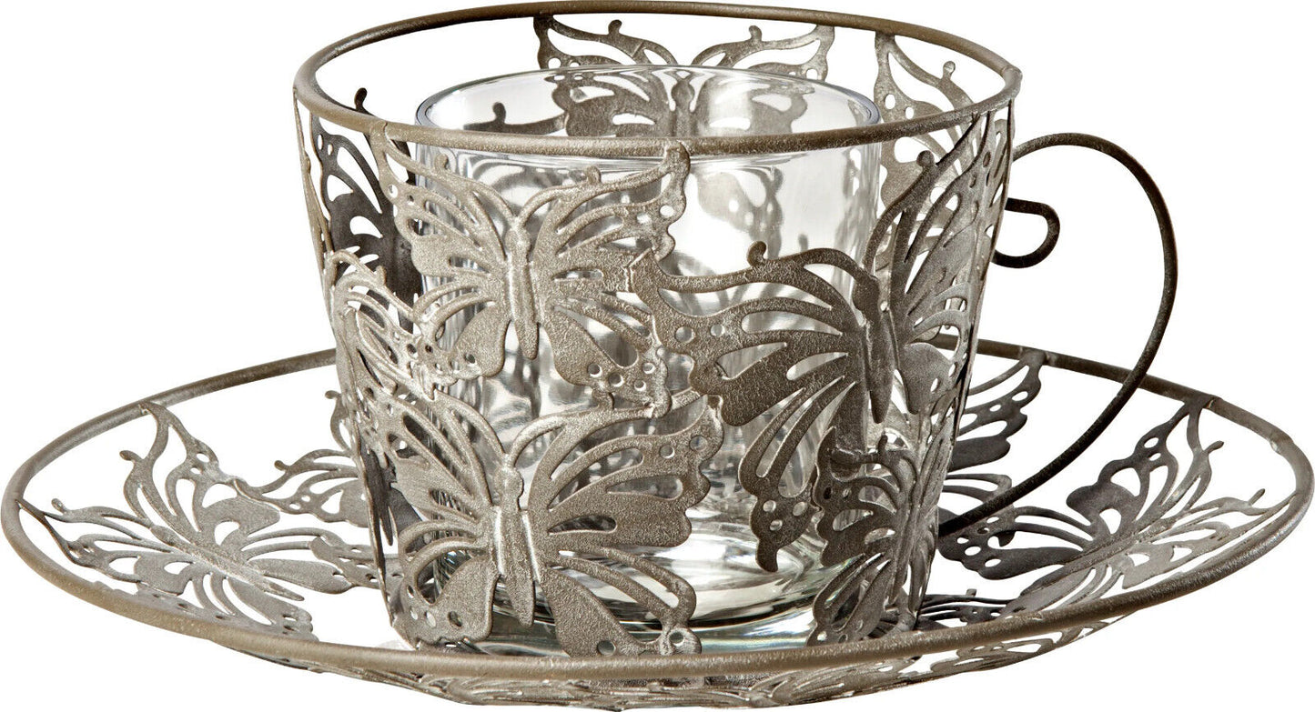 Windlicht "Tasse Farfalla" Deko Wohnungsdeko Dekoration aus Metall