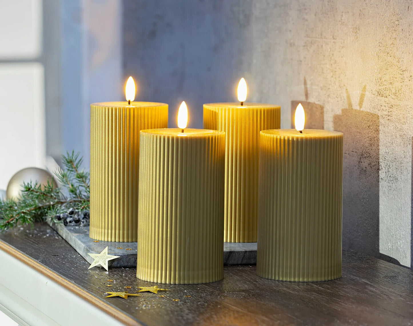 LED-Kerzen "Striscia" 4er-Set, (Farbe: Gold)