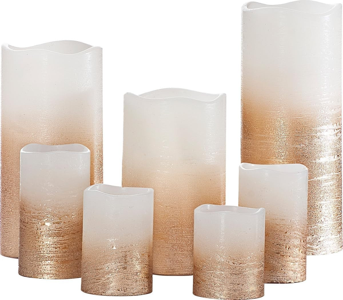 LED-Echtwachskerzen "Glamour", 7er-Set ecru