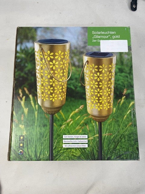 Solarleuchten "Glamour", Gold 2er-set, Gartenstecker, Dekostecker für Garten