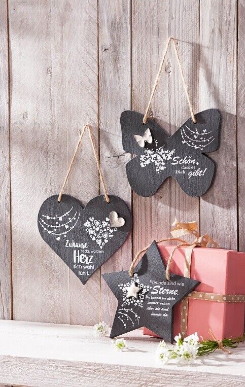 Geschenkset "Liebe Wünsche" aus Schiefer, 3er-Set