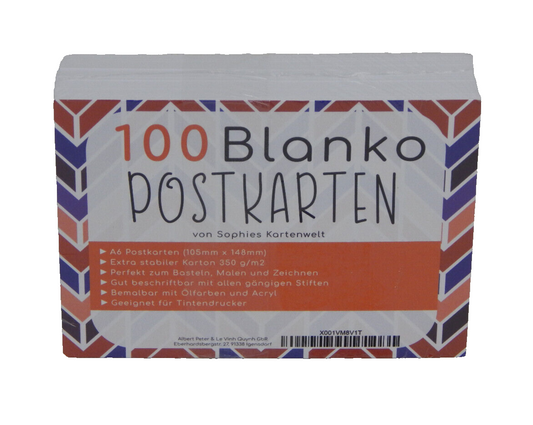 Blanko Postkarten Set mit 100 Karten - Gestalte und bedrucke deine eigenen Karte