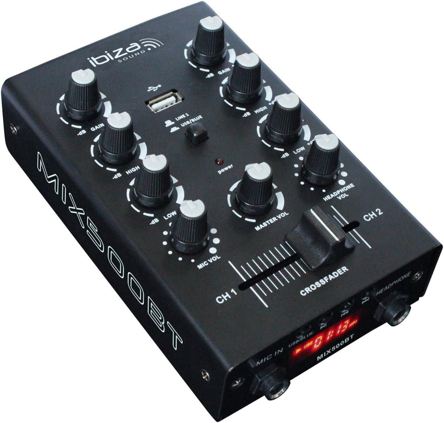 Ibiza - MIX500BT - Semiprofessioneller 2-Kanal-Mixer mit Mikrofon- und Line-Eing
