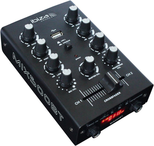 Ibiza - MIX500BT - Semiprofessioneller 2-Kanal-Mixer mit Mikrofon- und Line-Eing