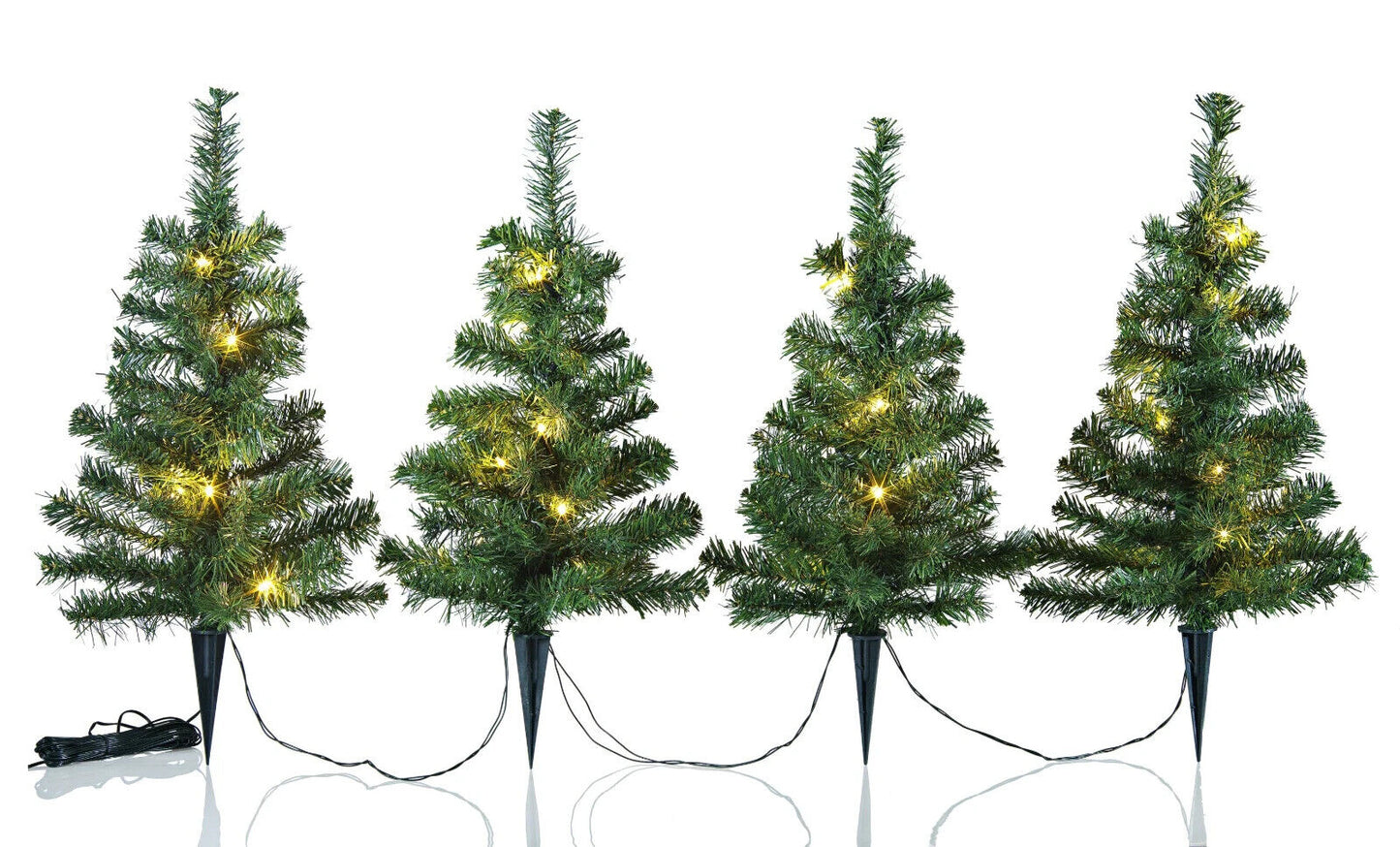 Lichter-Weihnachtsbäumchen, 4er-Set Drinnen & Draußen Kunsttanne LED Weihnachten