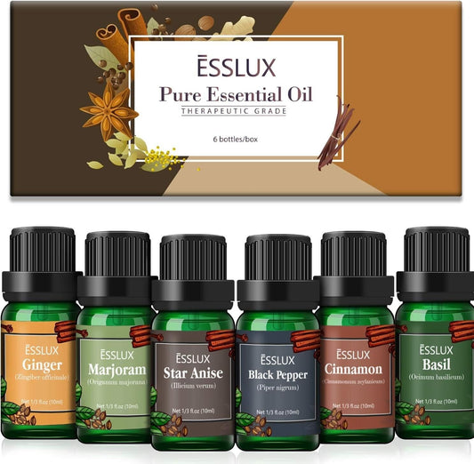 Ätherische Öle Set, ESSLUX Spicy Ätherische Öle für Diffuser,Pure Duftöle Hochw