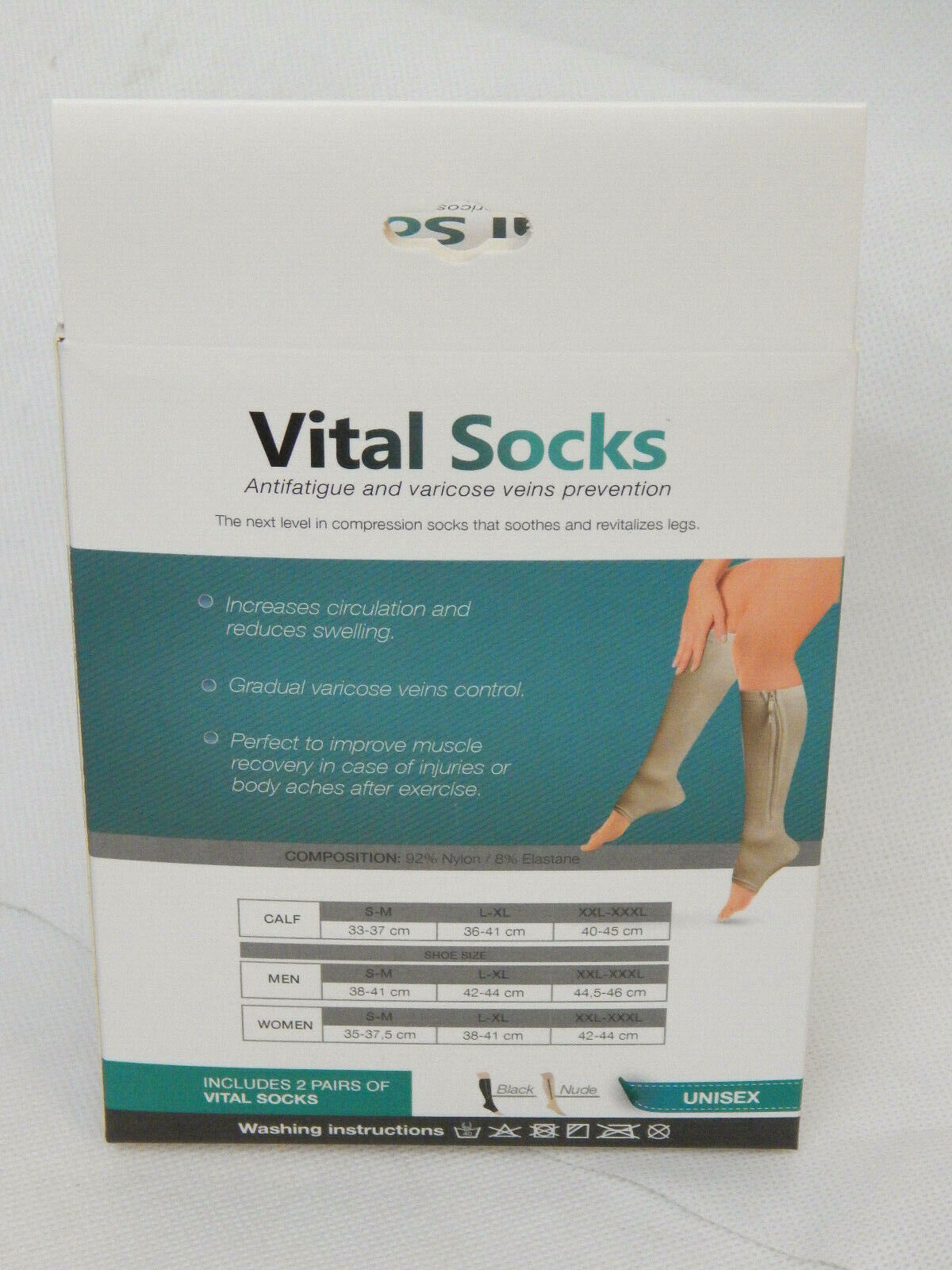 practic zipper 2paar vital socks Größe L/XL in Schwarz & Beige