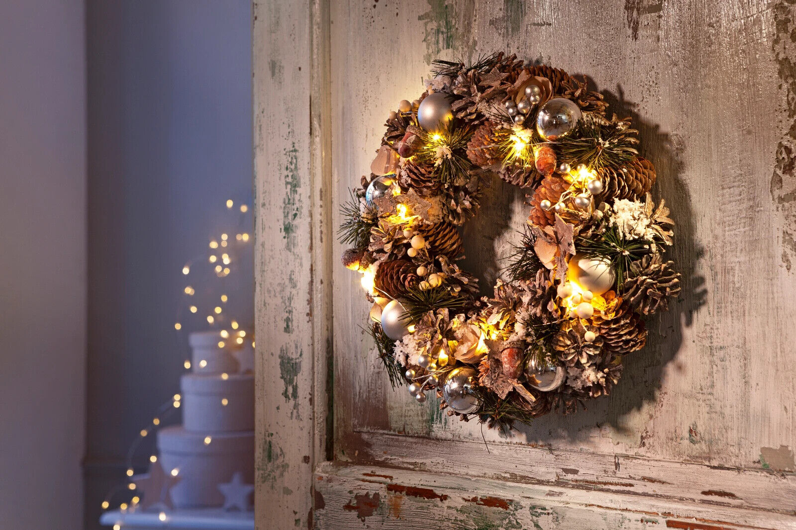 LED-Türkranz "Winterzauber" 31cm Weihnachtsdeko Advent Dekoration Wohnungsdeko