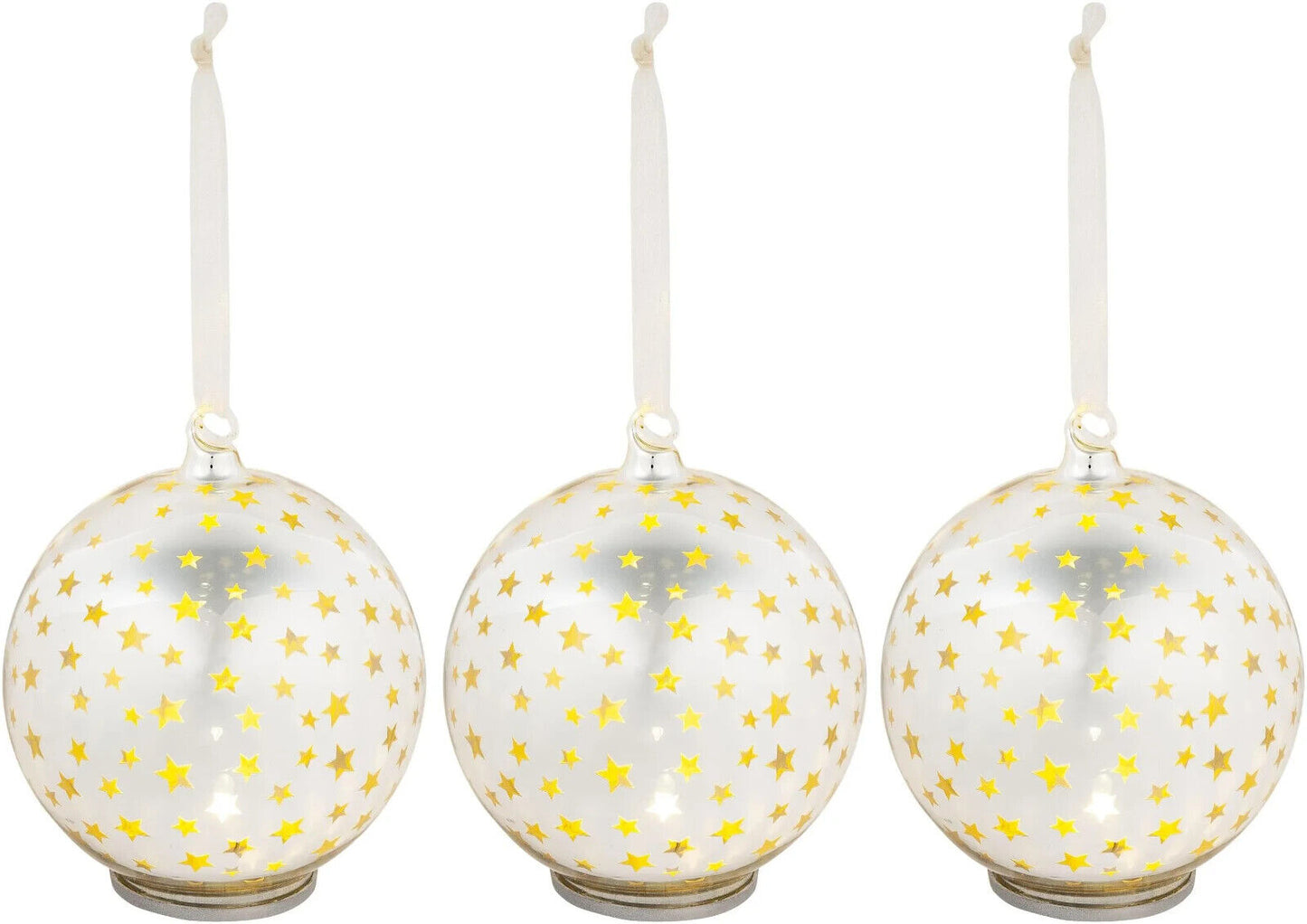 LED-Hängedeko "Sternenmeer" 3er-Set LED Deko Advent Weihnachten Dekoration Glas