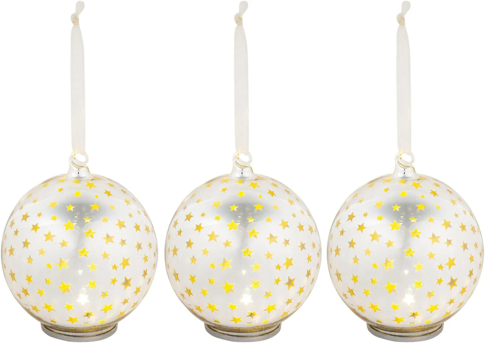 LED-Hängedeko "Sternenmeer" 3er-Set LED Deko Advent Weihnachten Dekoration Glas