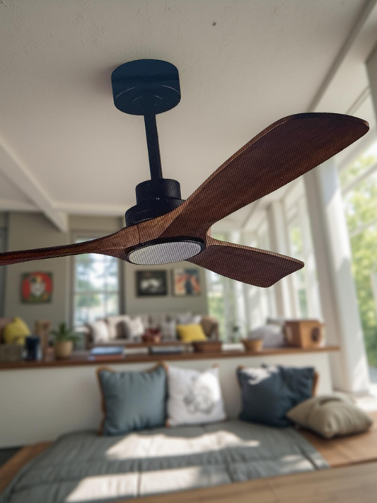 Deckenventilator aus Holz mit Lichtern, Fernbedienung, leiser Gleichstrommotor,