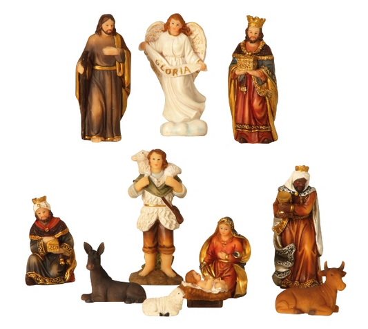 Krippenfiguren 11tlg.-Set m.PVC-Cover h=2-8,5cm
