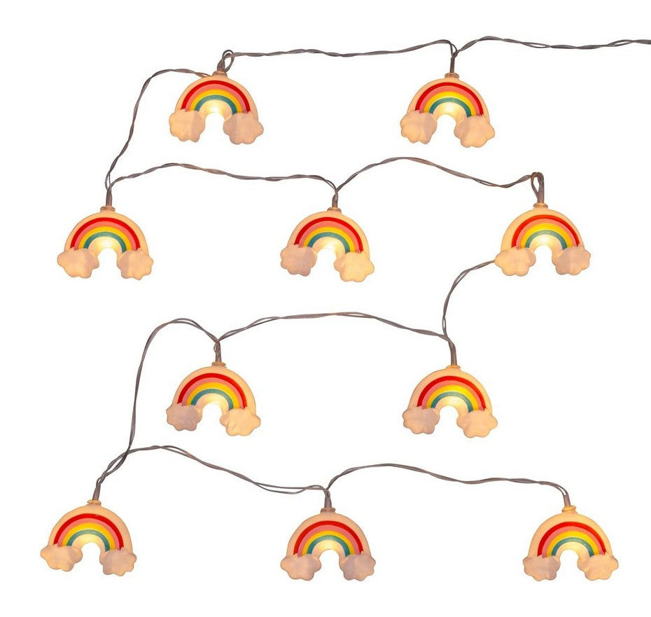 LED Lichterkette Rainbow 10 LEDs - Lichterkette Batterie Deko mit Timer