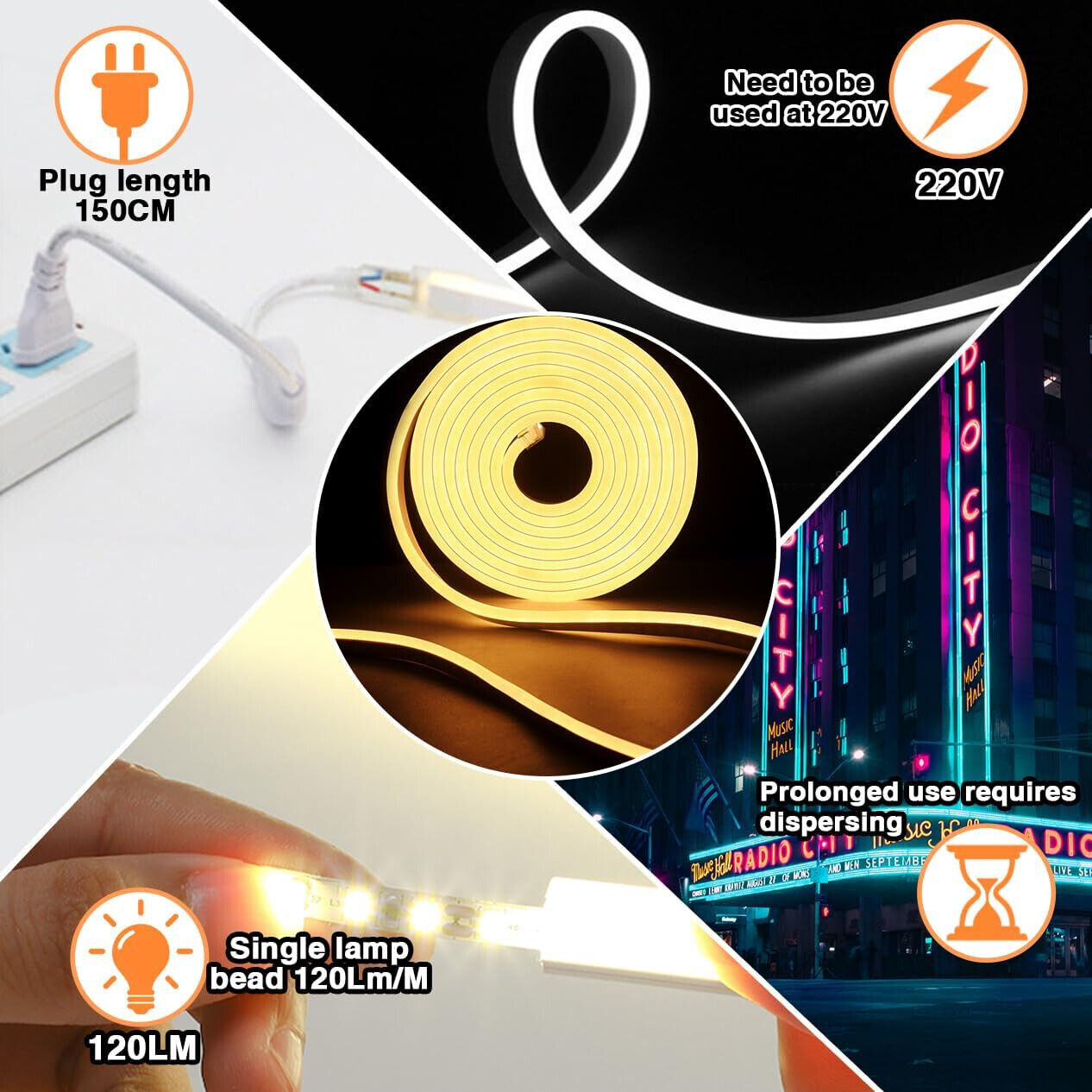 YOODI Neon LED Strip 20M, 230V LED Strip Outdoor Kaltweißes Licht LED Flexible L