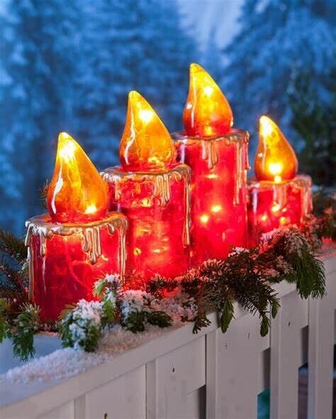LED-Dekokerzen in Maxigröße, 4-tlg. LED Weihnachtsdeko Advent Dekoration 40cm