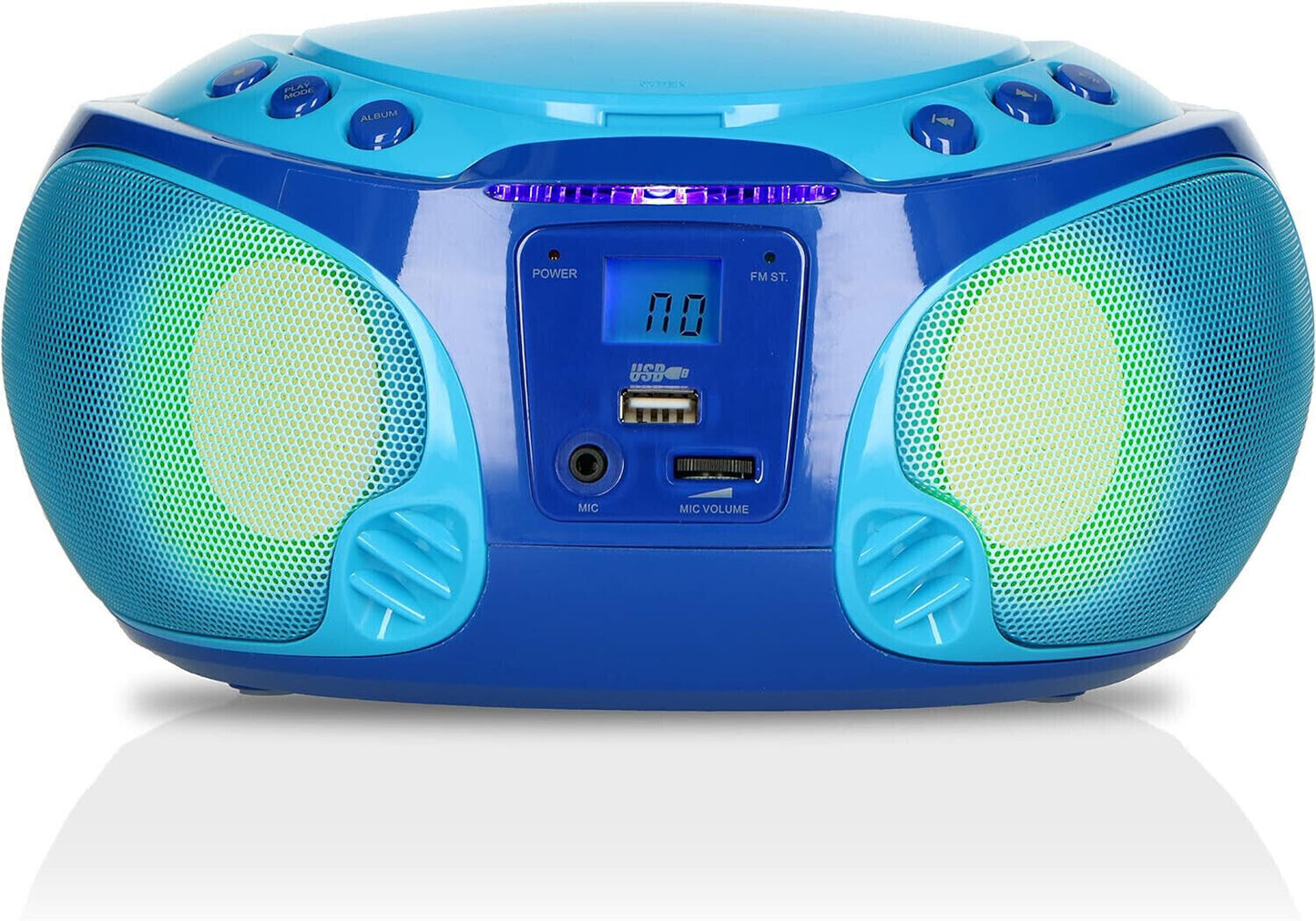 Lenco SCD-650 BU tragbares CD-Radio Kinder-Boombox USB & Mikrofon 6 Watt Boombox