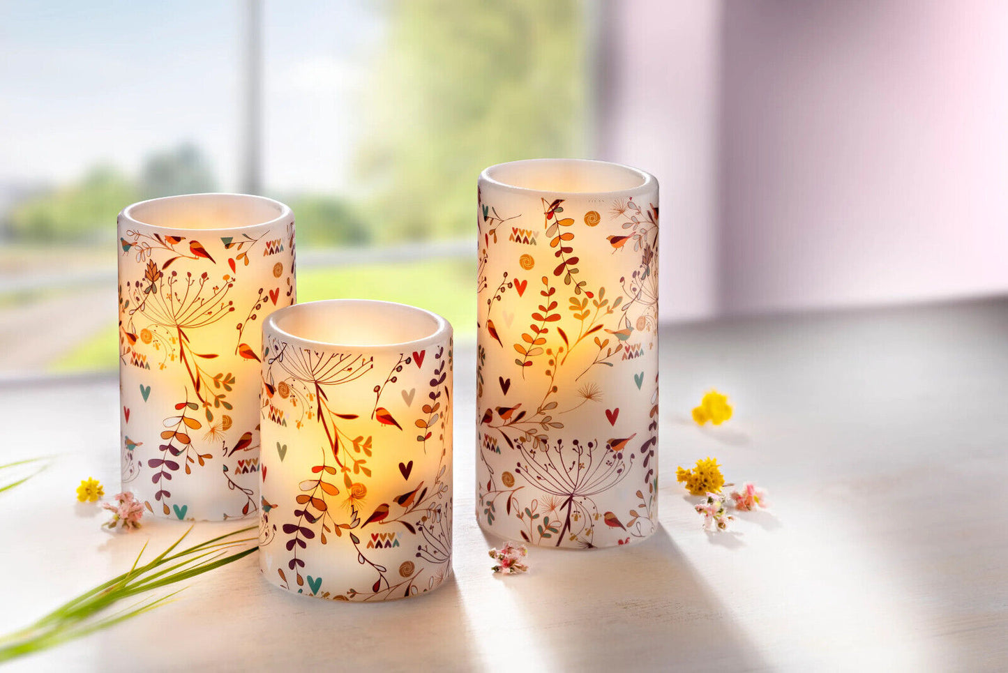 LED-Echtwachskerzen "Pusteblume" 3er-Set LED Deko Wohnungsdeko Dekoration