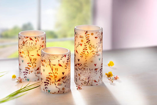 LED-Echtwachskerzen "Pusteblume" 3er-Set LED Deko Wohnungsdeko Dekoration