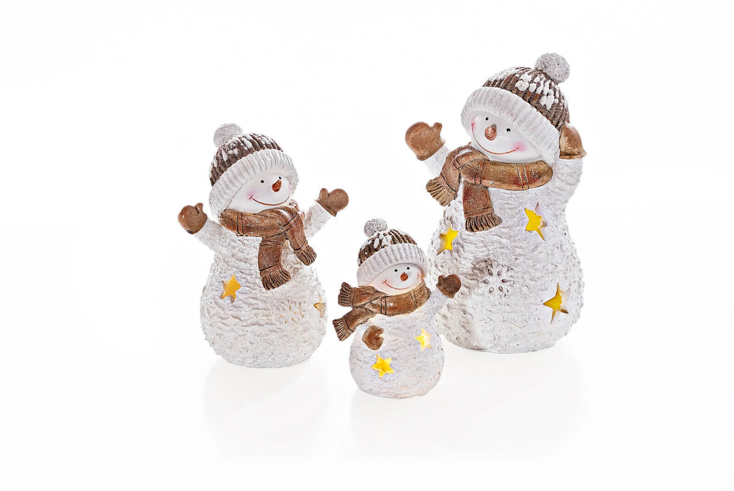 LED-Schneemann-Familie "Frosty", 3er-Set Advent Weihnachten Deko Dekoration