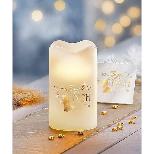 Geschenkset LED-Echtwachskerze "Engel" Deko Geburtstagsgeschenk Wohnungsdeko