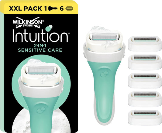 Intuition Sensitive Care Rasierer für Frauen, Rasiergriff + 6 Rasierklingen, kei