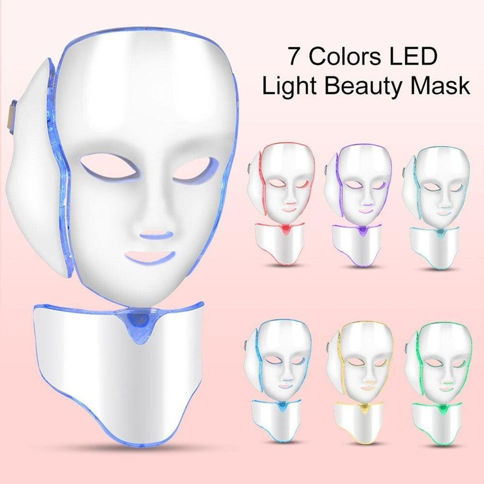 LED Gesichtsmaske, 7-farbige klare Anti-Aging Gesichtsmaske, zielt auf Akne usw.
