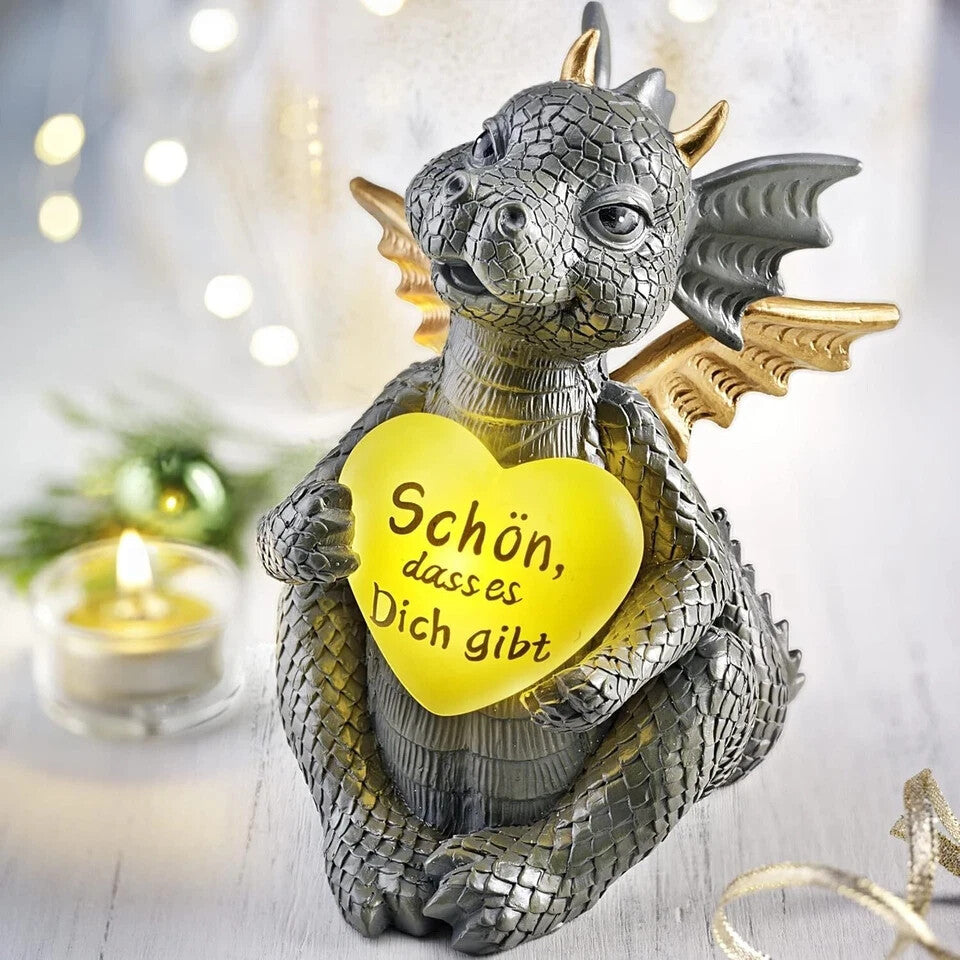Drache "Kani" LED-Herz Glücksdrache Lichterherz ca. 16,5 cm LED Deko Dekoration