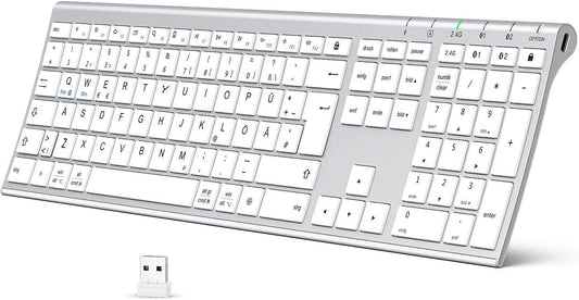 Bluetooth Tastatur - Kabellose Tastatur Wieder aufladbare, Bluetooth QWERTY Weiß