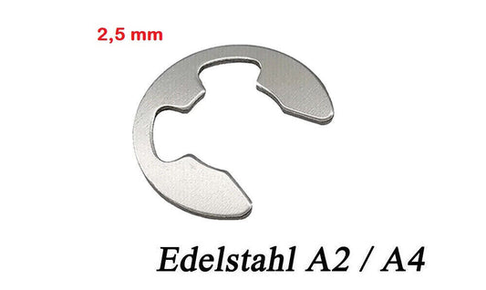 2,5 mm E-CLIP Außen Sicherungsring Sprengring für Welle DIN 6799 Edelstahl M2,5