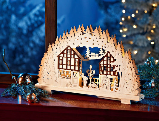 Schwibbogen "Winterland" Deko Winter Weihnachten Holzdeko Beleuchtung LED Advent