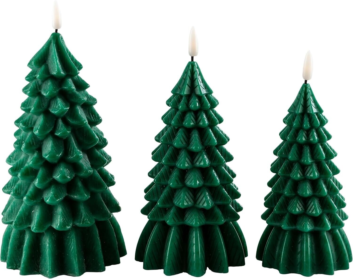 LED-Echtwachskerzen Tannenbaum, 3er Set