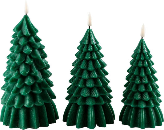 LED-Echtwachskerzen Tannenbaum, 3er Set