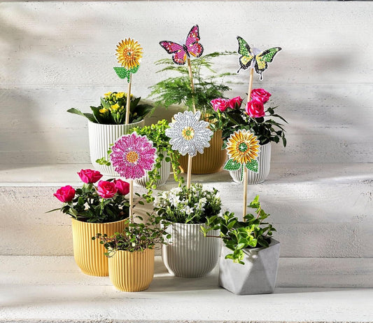 DIY Diamond Painting Dekostecker Blumen & Schmetterlinge 6er-Set