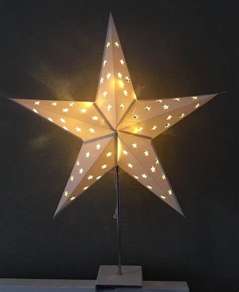 Weihnachtsstern auf Metallfuß mit 10 LEDs & Timer Weiß 60 cm