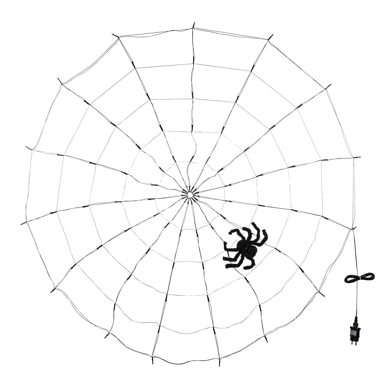 LED-Spinnennetz inkl. Spinne Halloween Dekoration Lichternetz Indoor Outdoor