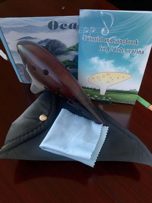 Ocarina,12 Löcher Keramik mit Tragetasche Notenbuch