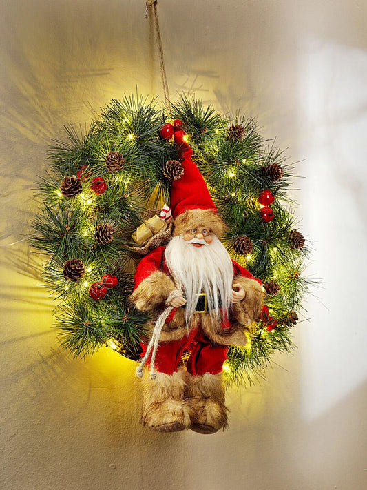 LED Türkranz Dekokranz LED Advent Dekoration Weihnachten Weihnachtsmann Nikolaus