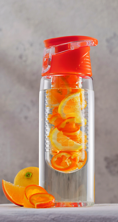 Trinkflasche mit Infuser, 750ml, orange