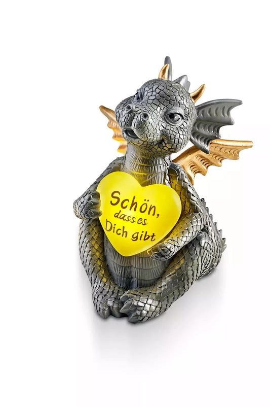 Drache "Kani" LED-Herz Glücksdrache Lichterherz ca. 16,5 cm LED Deko Dekoration