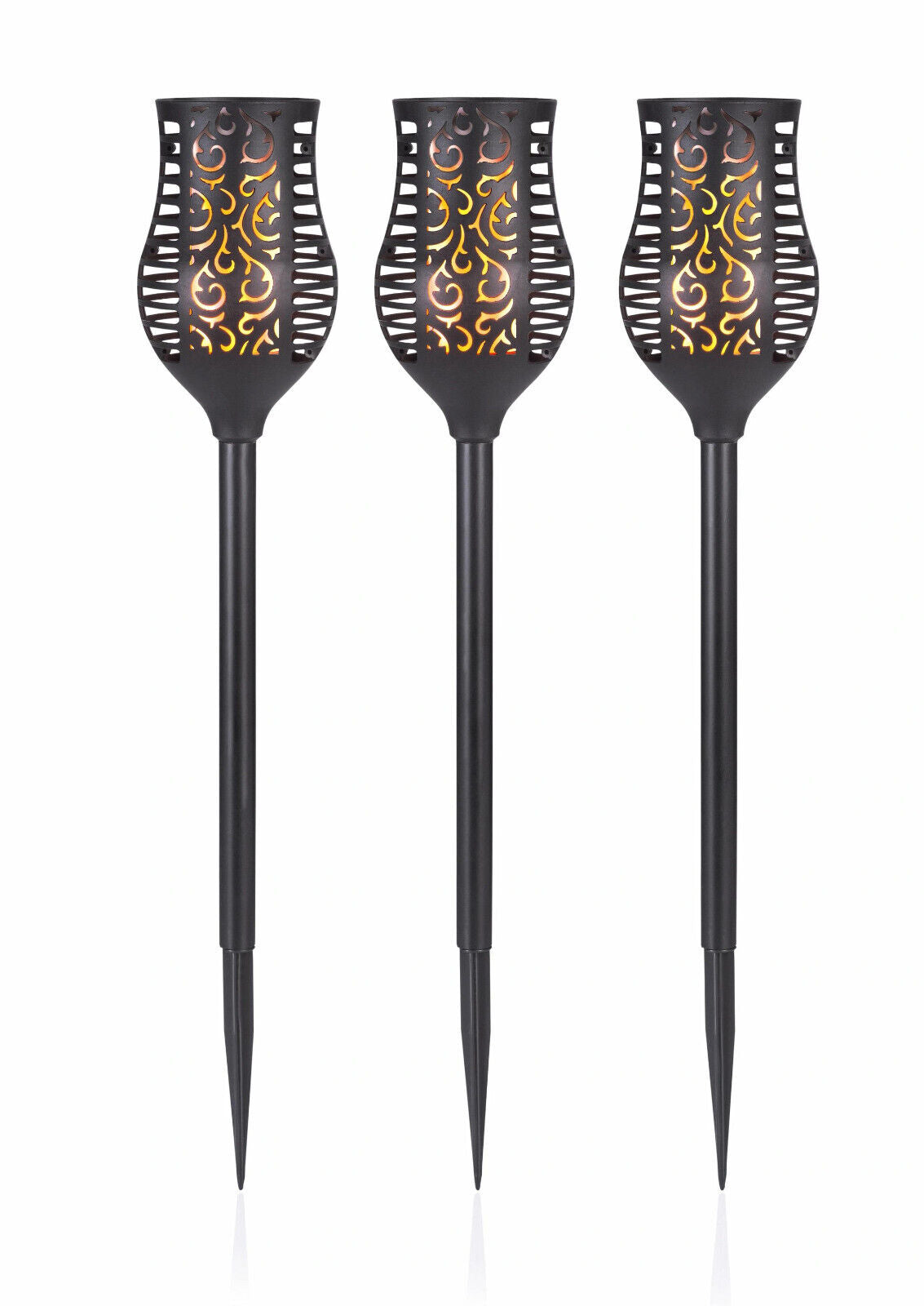 Solar-Gartenstecker "Tulip Flame" 3er-Set LED Beleuchtung Deko Gartendekoration