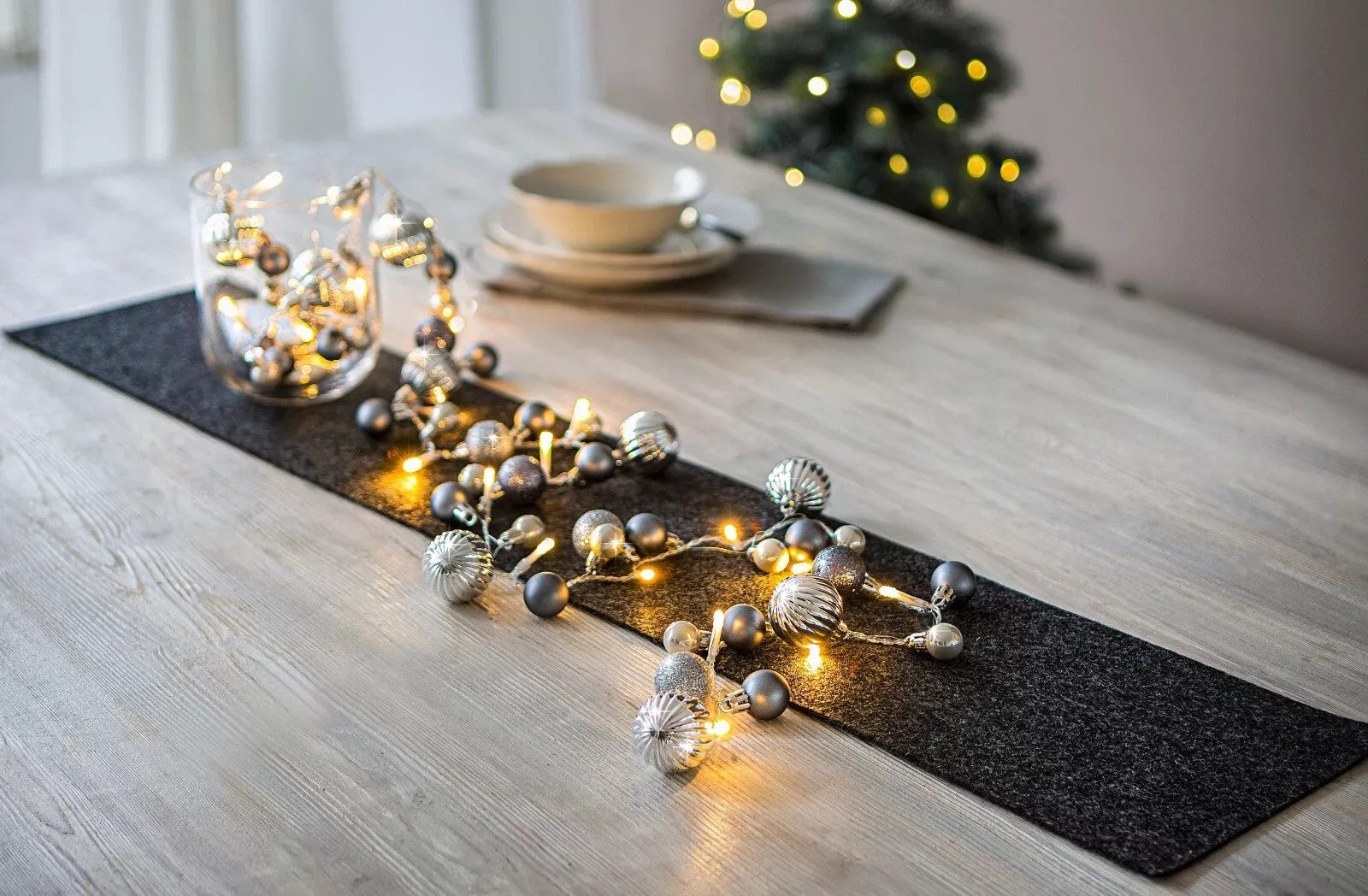 LED-Lichterkette "Weihnachten" silber, 20 LEDs Advent Weihnachten Wohnungsdeko