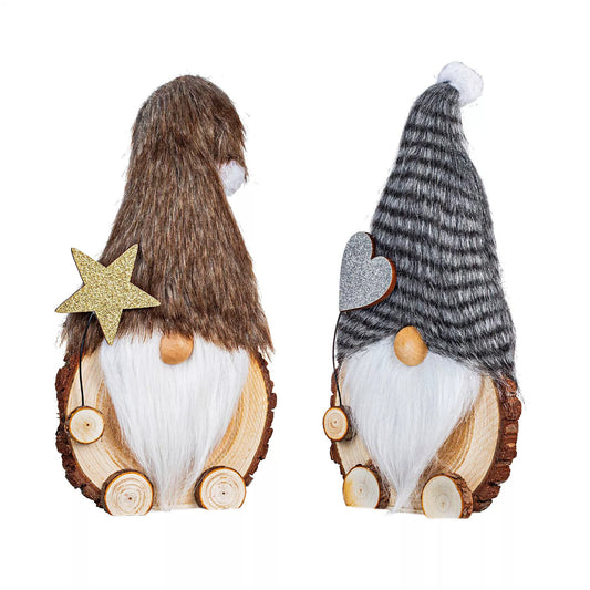 Deko Wichtel Snorre Jonte 2er Set Figuren Baumscheiben Dekoration 30 cm