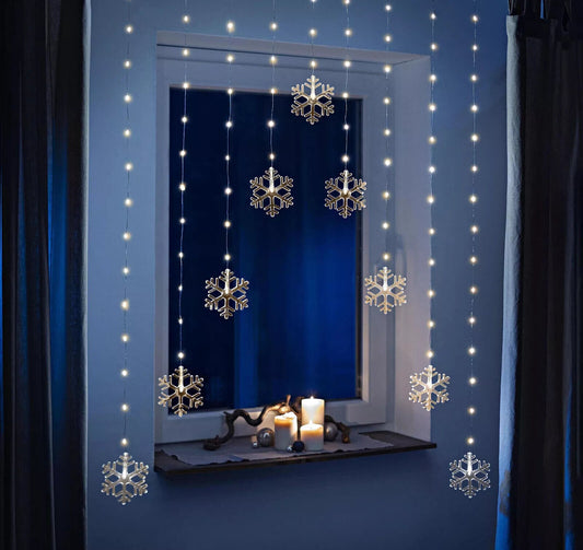 LED-Lichtervorhang "Snowflakes" 120cm, 96 LEDs Innen & Außen LED Dekoration