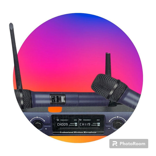 FDUCE Kabelloses Mikrofonsystem, Metall-Dual-Kanal-UHF-dynamisches Mikrofon
