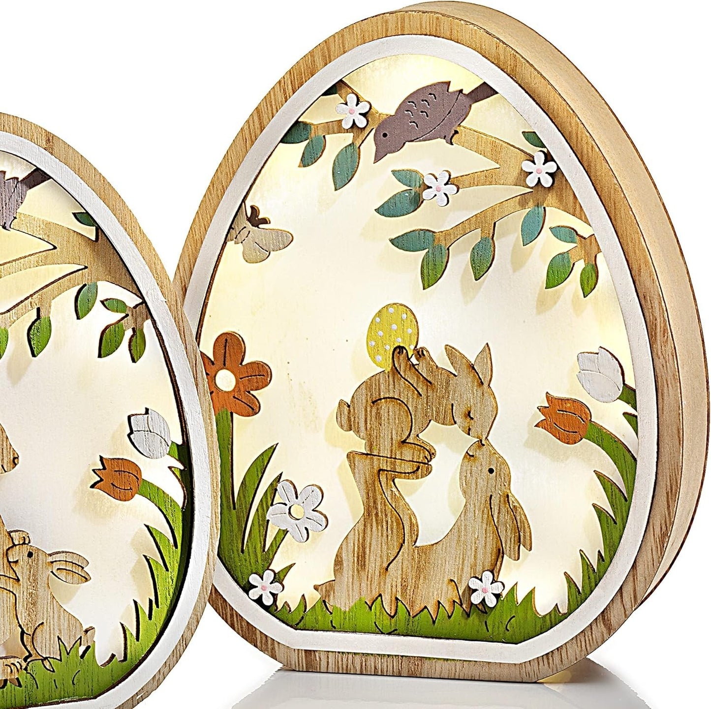LED-Ostereier aus Holz, 3er-Set