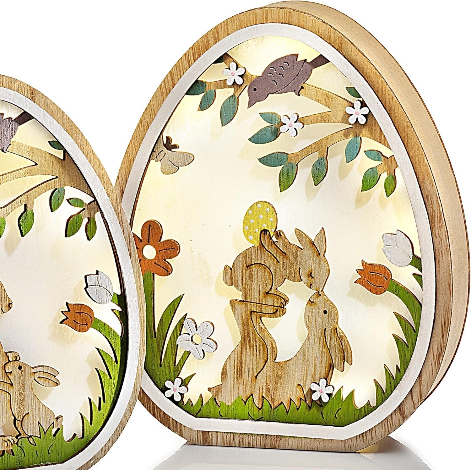 LED-Ostereier aus Holz, 3er-Set