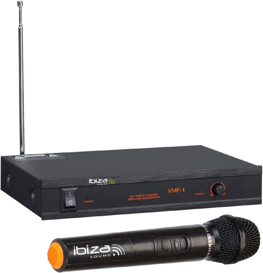IBIZA VHF1A 1-KANAL FUNKMIKROFONSYSTEM HANDMIKROFON EVENT GESANG KARAOKE DJ