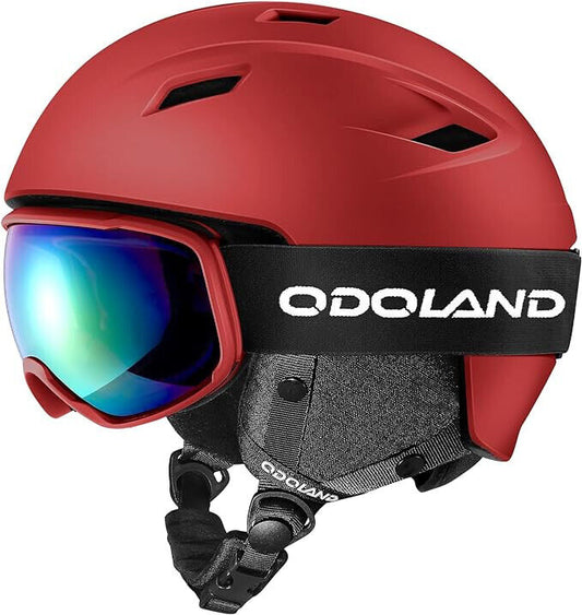Odoland Skihelm und Skibrille Set Snowboardhelm mit Snowboardbrille für Damen un