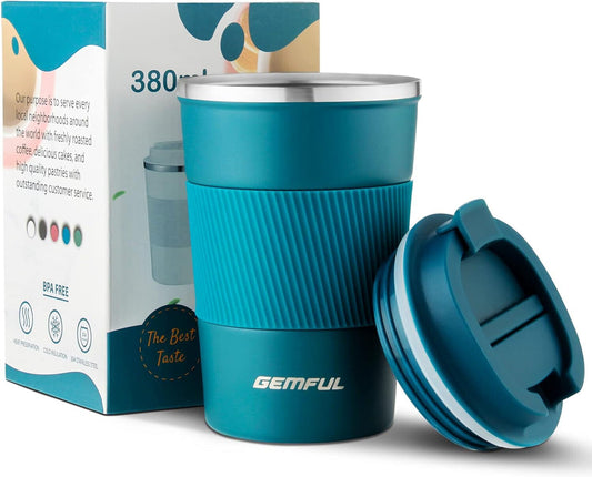 GEMFUL Thermobecher Travel Mug Edelstahl Auslaufsicher Kaffeebecher mit Deckel f